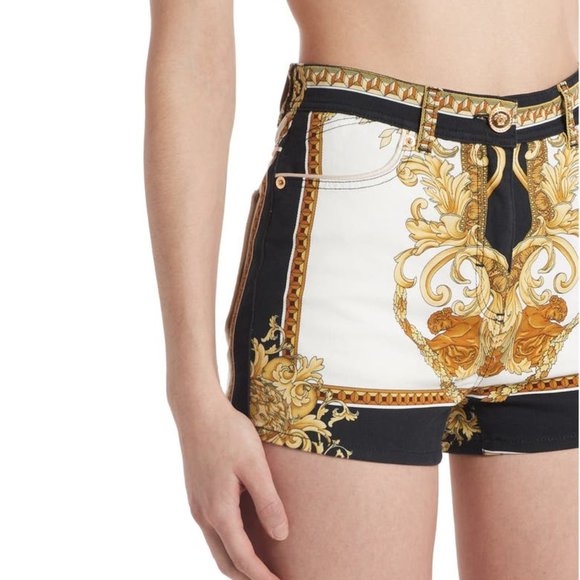 VERSACE Renaissance Print Denim Shorts - Picture 4 of 13